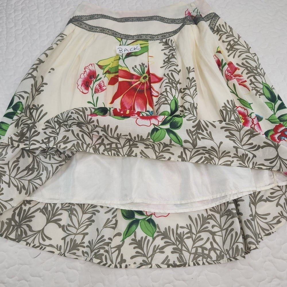 Cotton Skirt Garden Party Floral MIDI Elegant Tropical Preppy LARGE waist 30" - Picture 6 of 8